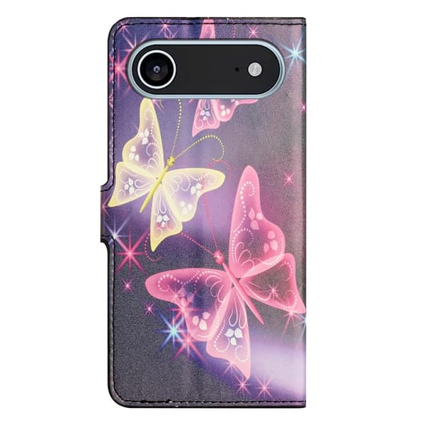 iPhone Air Konstläder Plånboksfodral Pattern Print - Illusions Fjäril Rosa