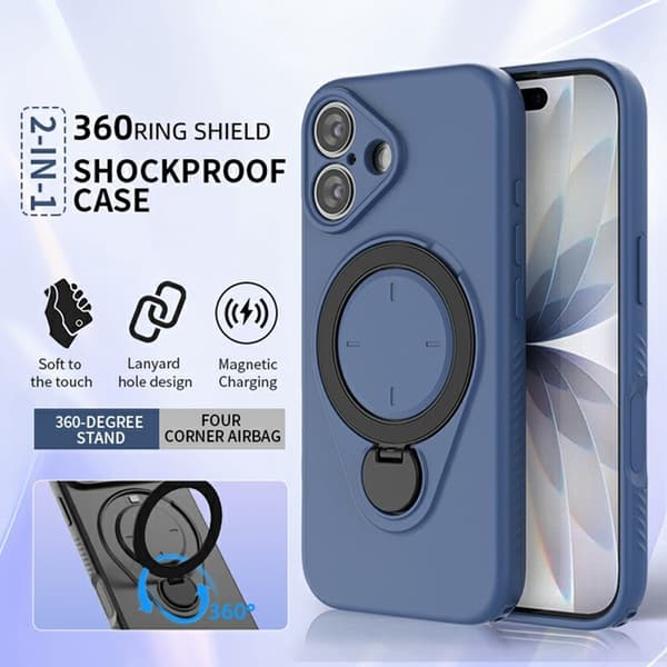 Mobilskal till iPhone 17 MagSafe Rotating Kickstand TPU PC - Grön Grön