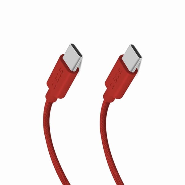 SBS USB-C til USB-C Kabel 1.5m 60W Flettet - Rød Röd