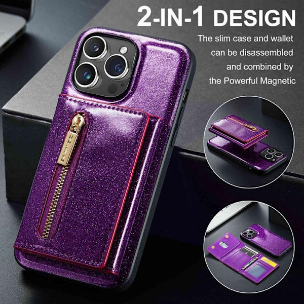 DG.MING M3 Series Konstläder Plånboksfodral för iPhone 13 Pro Max - Lila