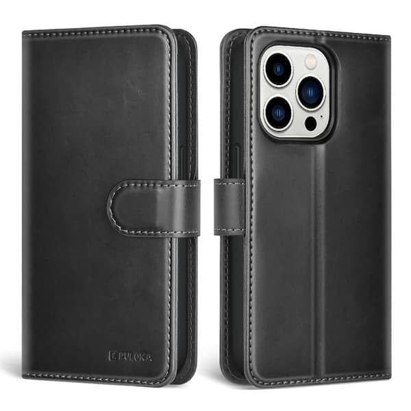Puloka iPhone 14 Plus Plånboksfodral Magsafe 2in1 Detachable - Svart Svart