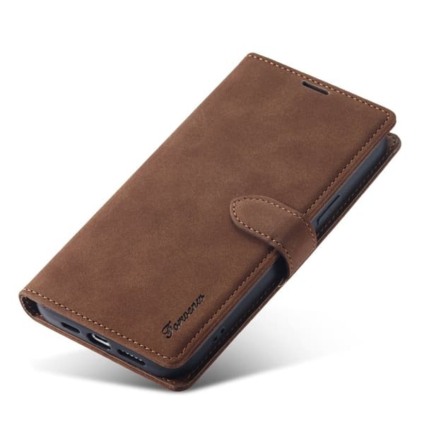 FORWENW F1 Series iPhone 15 Plånboksfodral Konstläder - Brun