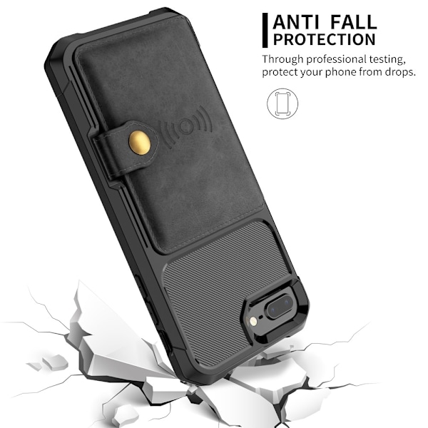 Kickstand Läder Coated Mobilskal iPhone 8 Plus - Svart Svart