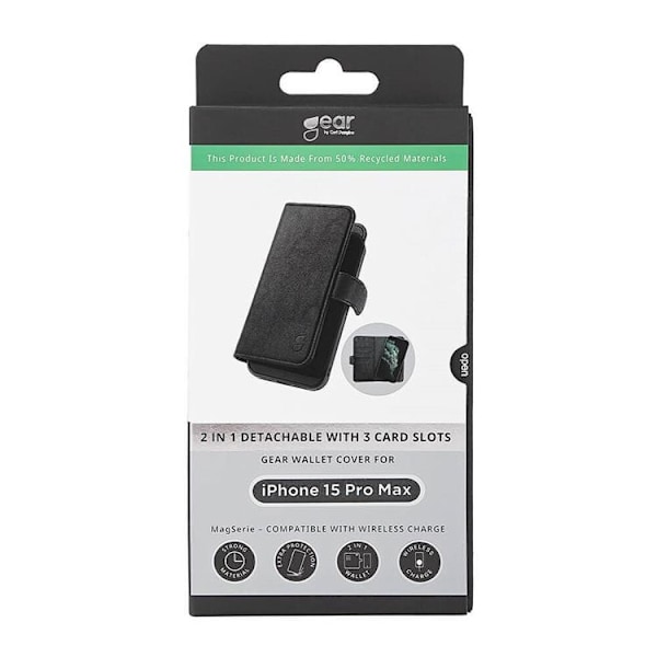 Gear iPhone 15 Pro Plånboksfodral Magsafe 3 Slots - Svart Svart