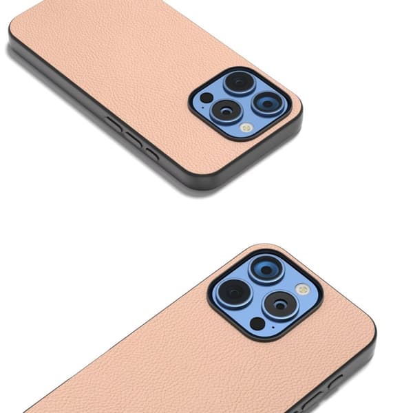 ABEEL Mobilskal till iPhone 16 Pro Max Äkta Läder + PC + TPU - Rosa