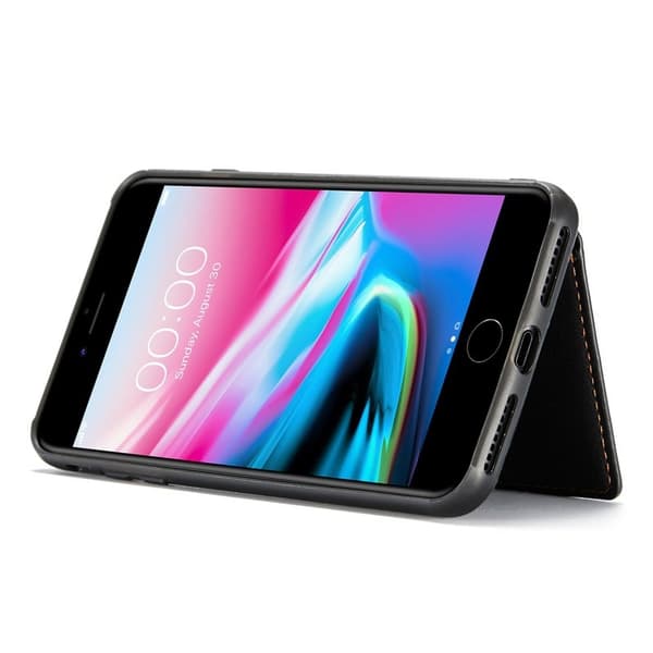 JEEHOOD Mobilskal till iPhone 7 Plus/8 Plus Konstläder TPU Svart
