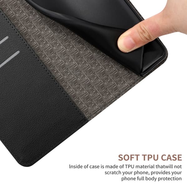 OnePlus 15 5G Plånboksfodral Imprint PU Folio Konstläder Svart
