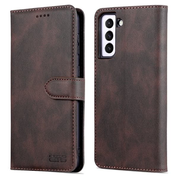 AZNS Samsung Galaxy S21 FE 5G Plånboksfodral Konstläder - Brun