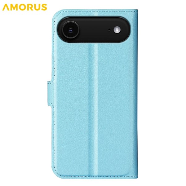 AMORUS iPhone Air Konstläder Plånboksfodral Flipstativ Litchi - Blå Blå