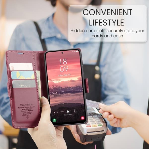 CASEME Plånboksfodral Konstläder för Samsung Galaxy A56 5G - Röd