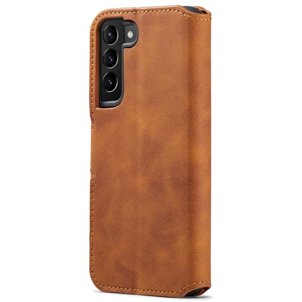 DG.MING Plånboksfodral Konstläder för Samsung Galaxy S22+ 5G - Brun