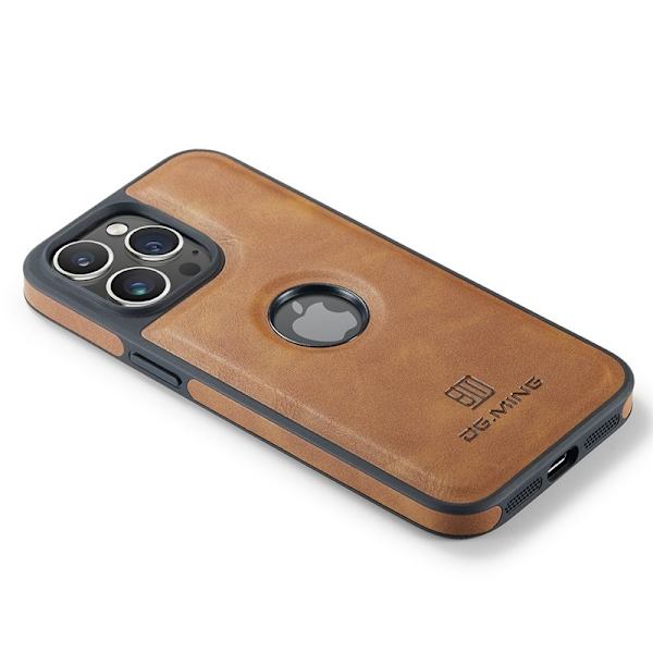 DG.MING Mobilskal till iPhone 13 Pro Max PU Läder+PC+TPU Brun