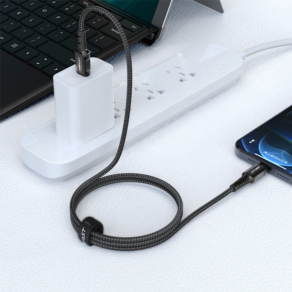 Acefast MFI USB-C till Lightning kabel 30W 1.2m - Svart Svart