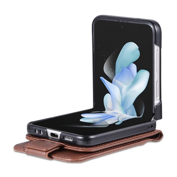 AZNS Samsung Galaxy Z Flip3 5G Plånboksfodral Konstläder - Brun