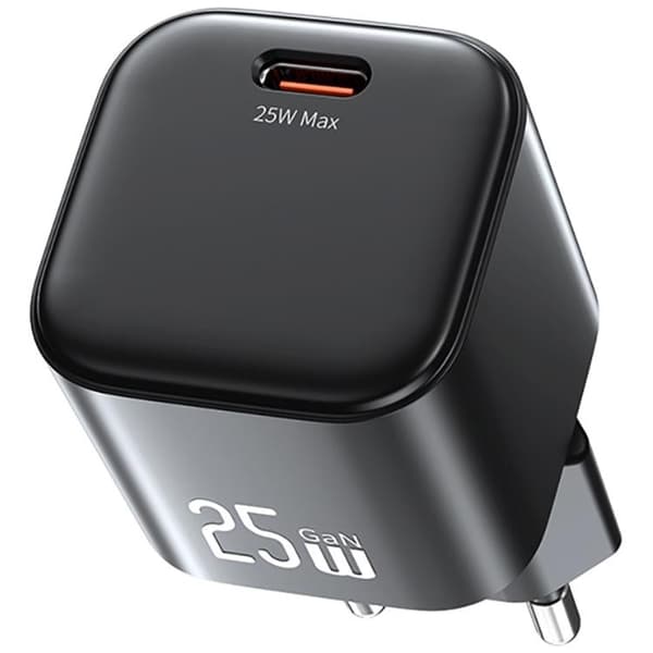 USAMS Hurtigoplader 25W USB-C GaN Mini JC CC289 - Sort Svart
