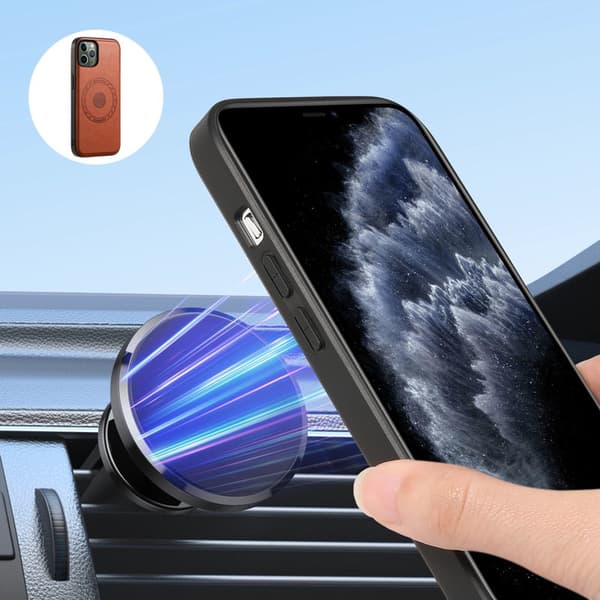 DENIOR Mobilskal till iPhone 11 Pro PU Läder + PC + TPU Kortfack - Brun