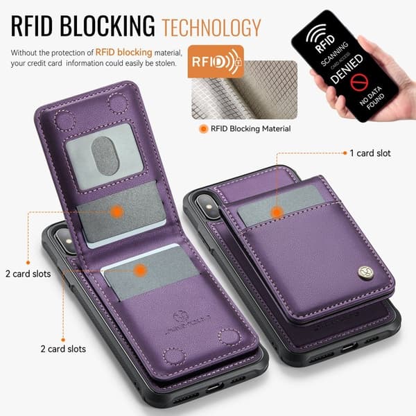 JEEHOOD J06 Mobilskal till iPhone XS Max Läder MagSafe RFID - Lila