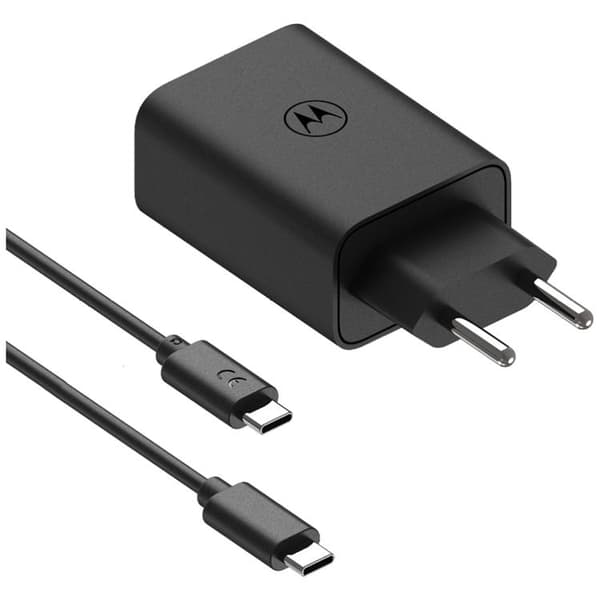 Motorola Hurtigoplader 50W 1xUSB-A 1xUSB-C med 1m Kabel TurboPower - Sort Svart