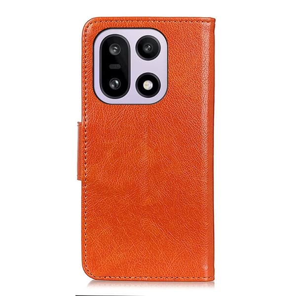 OnePlus 15 Plånboksfodral Nappa Texture Äkta läder - Orange Orange