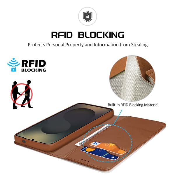 Dux Ducis Plånboksfodral för Samsung Galaxy S26 Ultra Äkta läder RFID - Brun
