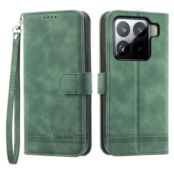 DIERFENG DF-03 för Xiaomi 15 Pro Plånboksfodral Konstläder - Grön