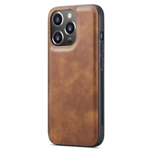 DG.MING iPhone 15 Pro Plånboksfodral Äkta Läder 2in1 - Brun Brun