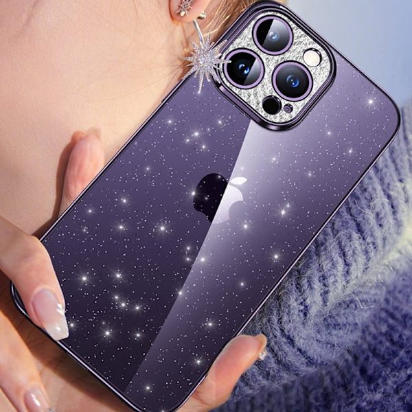 SULADA Mobilskal till iPhone 14 Pro Max TPU Electroplating Glitter Vit