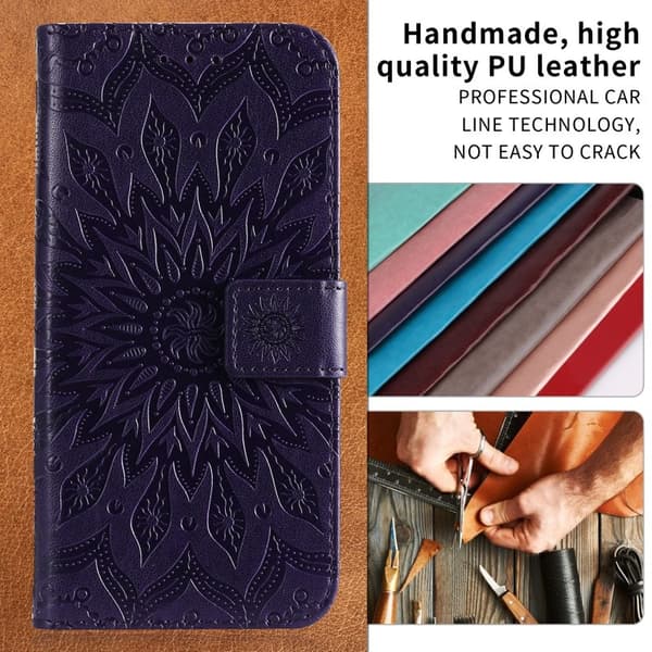 Samsung Galaxy S26 / S26 Pro Plånboksfodral Konstläder Solrostryck - Lila
