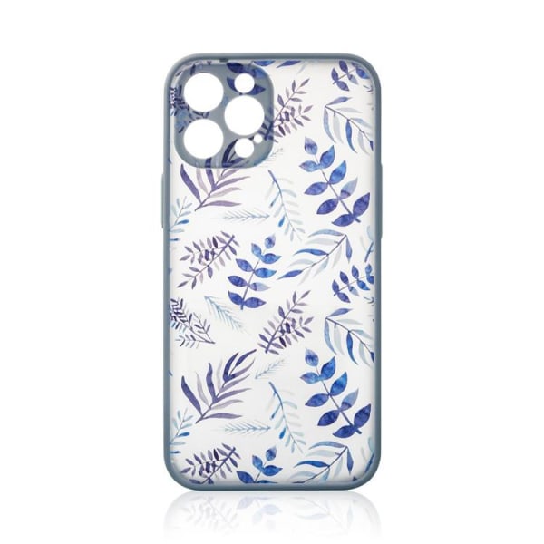 iPhone 12 Pro Cover Design Floral - Mørkeblå