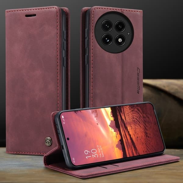 CASEME 013 Case OnePlus 13 Plånboksfodral Konstläder - Röd