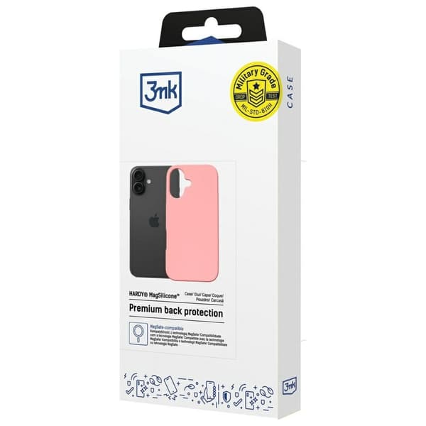 3MK Mobilskal till iPhone 16 MagSafe Silikon Hardy - Rosa