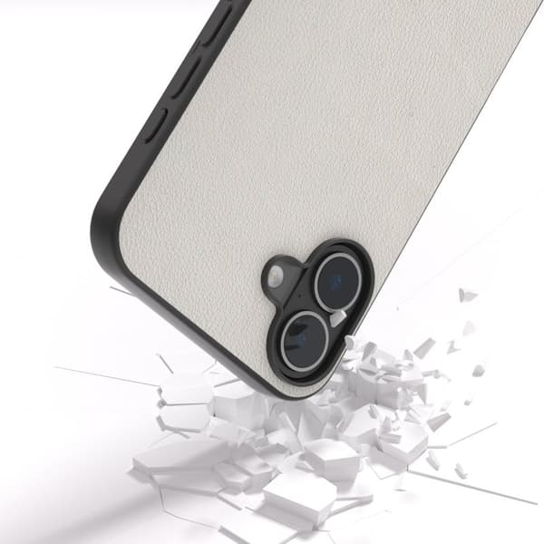 ABEEL Mobilskal till iPhone 16 Äkta Läder Coated PC+TPU Hybrid - Grå