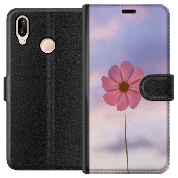 Plånboksfodral till Huawei P20 lite med Rosa blomma