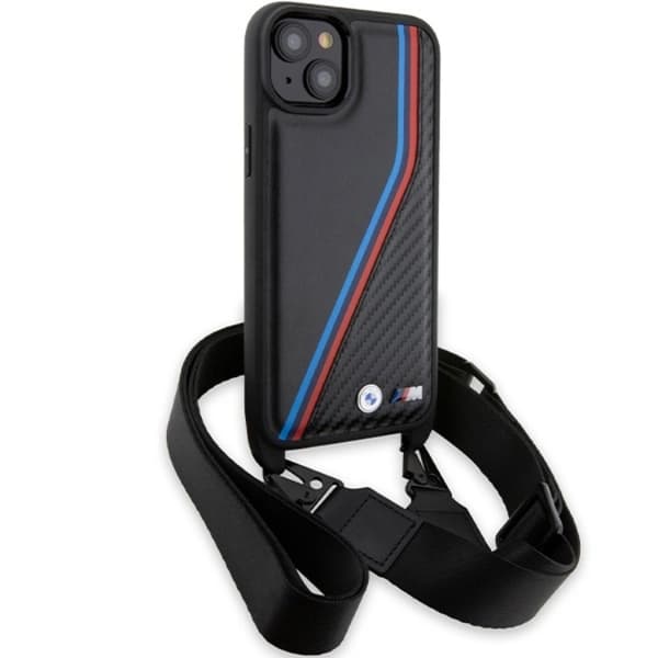 BMW iPhone 15/14 Plus Halskæde Cover M Edition Carbon Tricolor Black