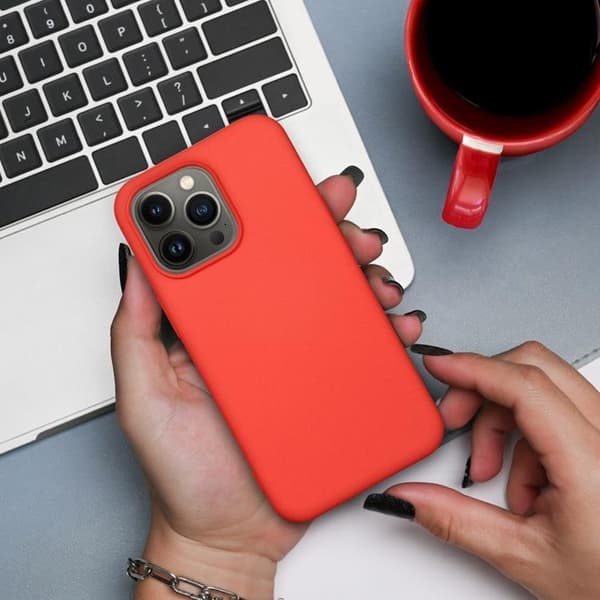 Telefontaske til iPhone 16 Plus Silikone - Peach Orange