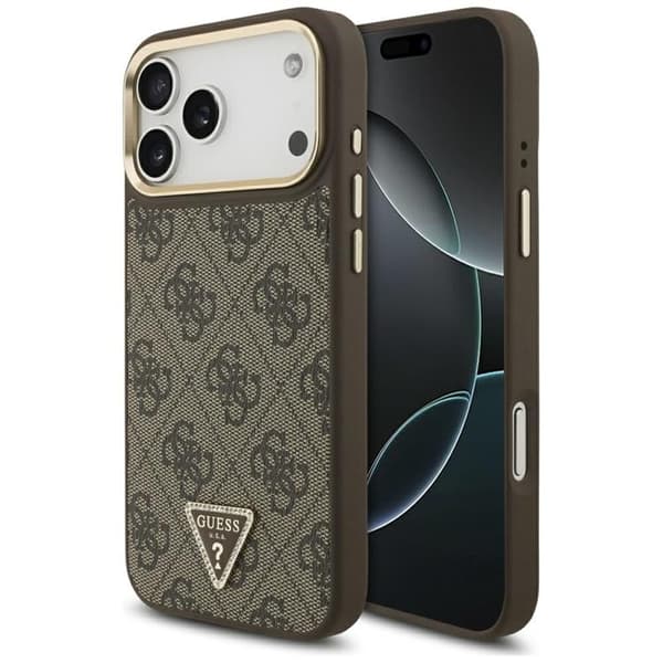 Guess Mobilskal till iPhone 17 Pro Max MagSafe 4G Triangle Logo - Brun Guld Brun