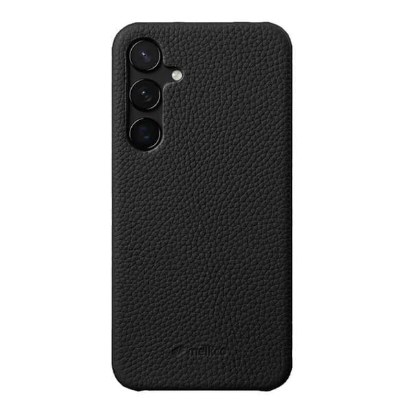 MELKCO Mobilskal till Samsung Galaxy S25 Äkta Läder PC Svart