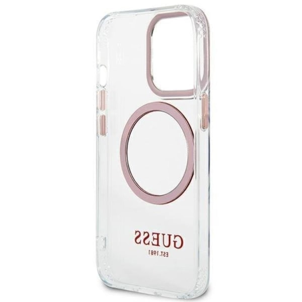 Guess iPhone 13 Pro Skal Magsafe Metal Outline - Rosa