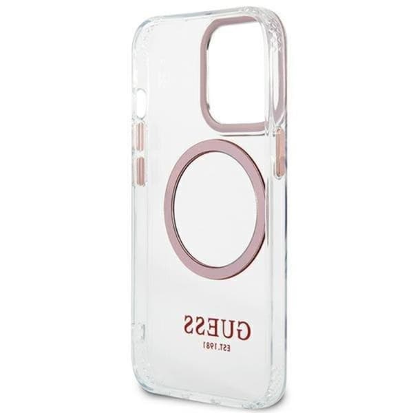 Guess iPhone 13 Pro Skal Magsafe Metal Outline - Rosa Rosa
