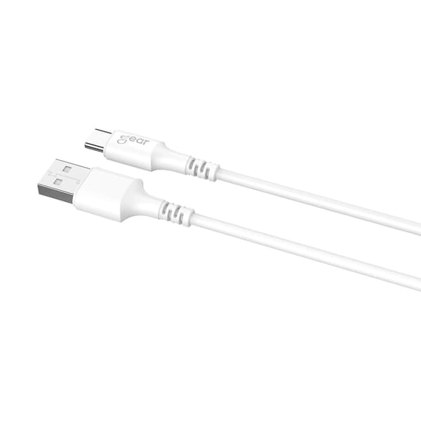 GEAR Laddkabel USB-C till USB-A kabel 2.0 2m Vit gen2 Rund Vit