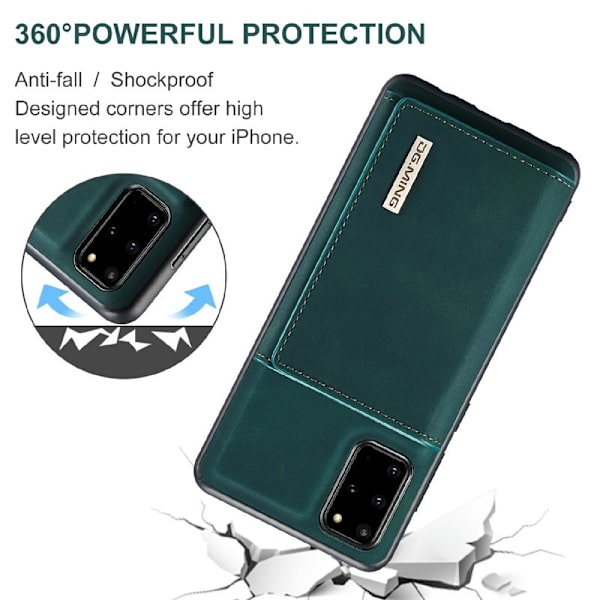 DG.MING Magnetiskt Plånboksfodral för Samsung Galaxy S20 Plus - Grön