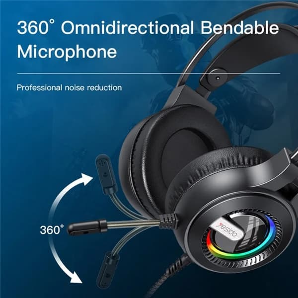 YESIDO Over-Ear Hörlurar med Mikrofon EK02 Computer Gaming Svart