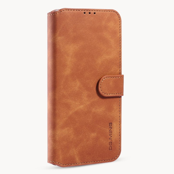 DG.MING Retro Konstläder Folio Plånboksfodral för iPhone 13 mini - Brun