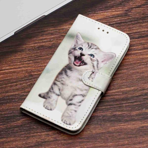 Samsung Galaxy A57 Plånboksfodral Konstläder Tryckt Mönster - Katt
