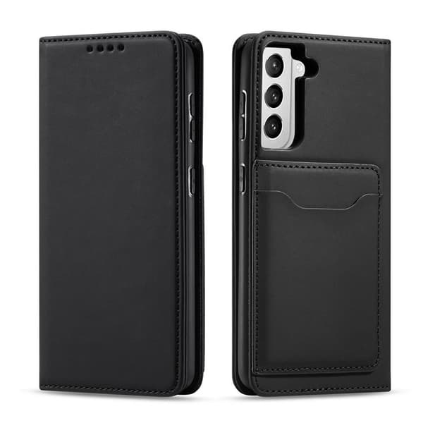 Galaxy S22 Plus Lompakkokotelo Magneettiteline - Musta Black