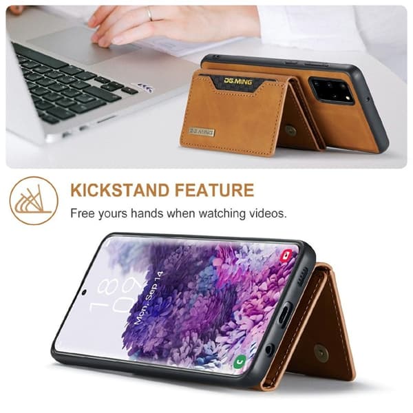 DG.MING Magnetiskt Plånboksfodral för Samsung Galaxy S20 Plus - Brun