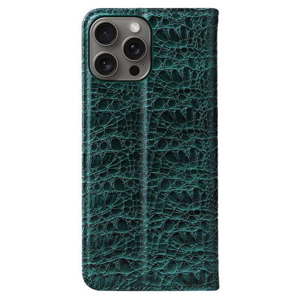 FIERRE SHANN iPhone 16 Pro Plånboksfodral Äkta läder - Grön