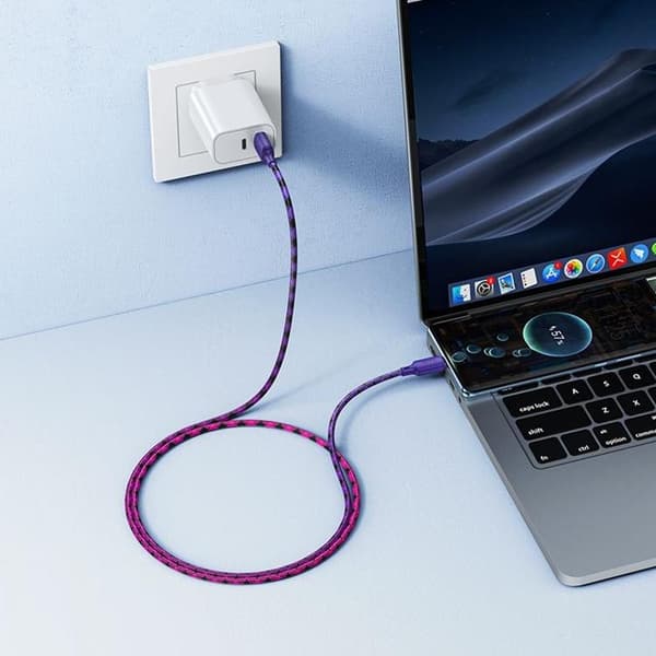 HOCO USB-A til USB-C Kabel 3A 1m Nylon X116 - Gradient Lilla Lila