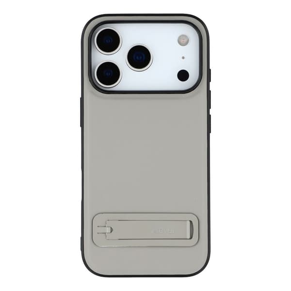 X-LEVEL Mobilskal till iPhone 17 Pro Läderbelagt TPU med Ställ - Grå