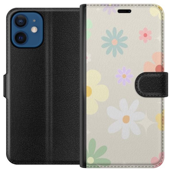 Plånboksfodral till Apple iPhone 12 mini med fejdande blommor